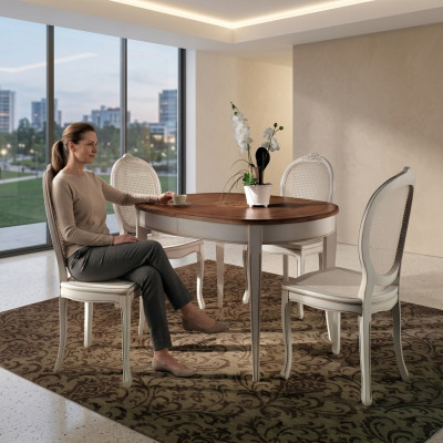 Mesa de comedor Establecimiento de sillas Sillón Grupo de muebles Conjunto completo de 5 piezas.