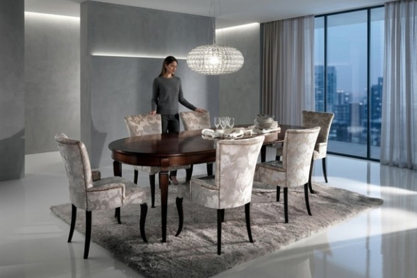 Mesa de comedor de lujo Muebles de diseño italiano Mobiliario Mesas de madera maciza Nueva mesa