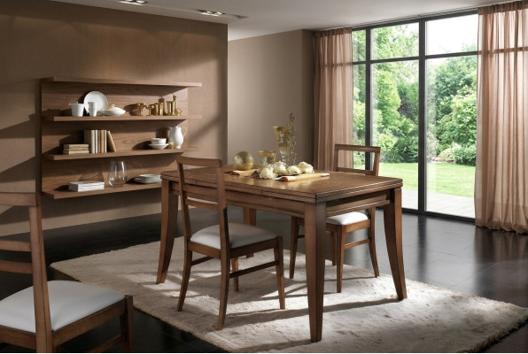 Mesa de comedor de madera natural de estilo retro, mesa de comedor para el comedor y la sala de estar, mesas, muebles de mesa.