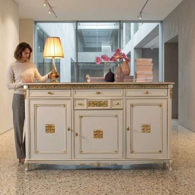 Aparador blanco aparador cómoda cajones madera con oro aparador aparador nuevo.