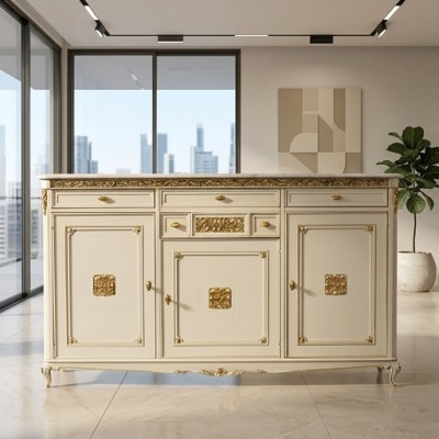 Aparador blanco aparador cómoda cajones madera con oro aparador aparador nuevo.