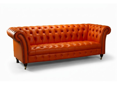 Sofá de diseñador de 3 plazas Chesterfield Sofá Sofás tapizados Diseño Naranja