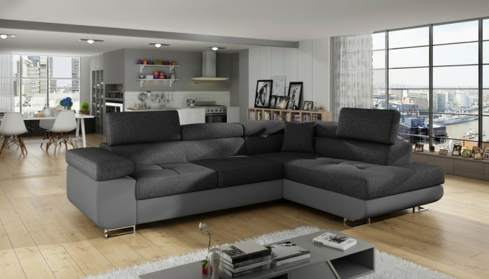 Eck Stoff Ecksofa L-Form Sofa Couch Design Couch Polster Textil Modern Textil  Tejido esquinero sofá de esquina en forma de L Sofá Diseño Sofá Tapicería Textil Moderno Textil