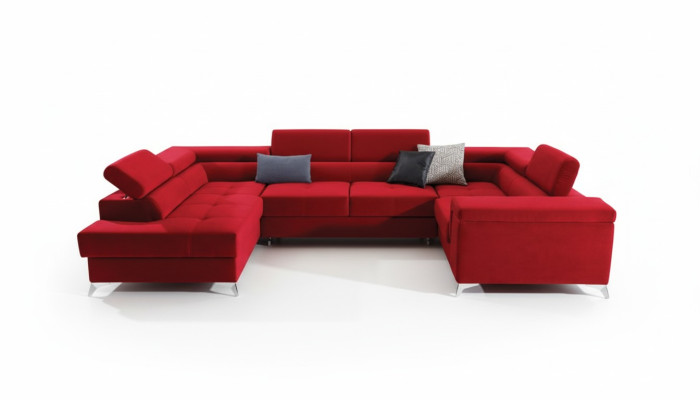 Sofá en forma de U Sofá de esquina Diseño Acolchado Sofá cama Función de cama Salón