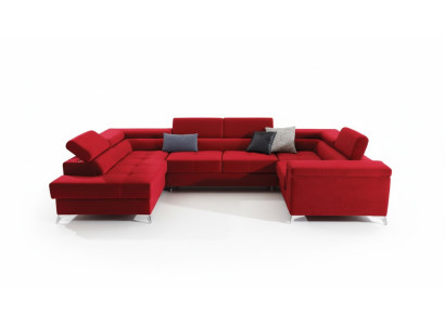 Sofá en forma de U Sofá de esquina Diseño Acolchado Sofá cama Función de cama Salón
