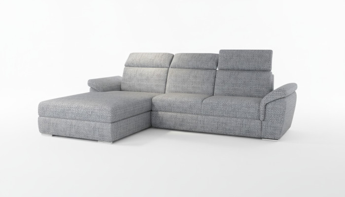 Sofá de esquina de diseño moderno con forma de L y tela para salón.