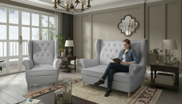 Sofá Chesterfield Tapizado 2+1 Plazas Conjunto de Muebles para Sofá Sofás