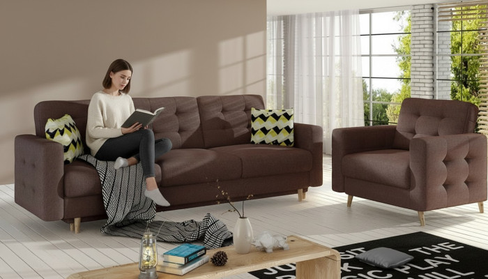 Sofá Chesterfield tapizado de 3+1 plazas, conjunto de muebles tapizados, conjunto de sofá.
