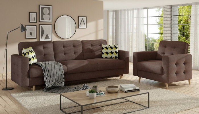 Sofá Chesterfield tapizado de 3+1 plazas, conjunto de muebles tapizados, conjunto de sofá.
