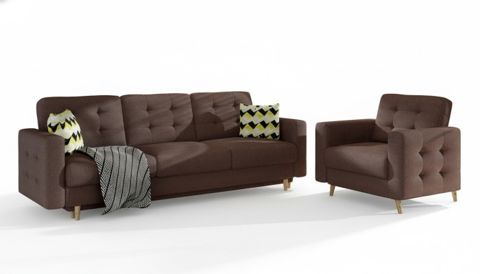 Sofá Chesterfield tapizado de 3+1 plazas, conjunto de muebles tapizados, conjunto de sofá.