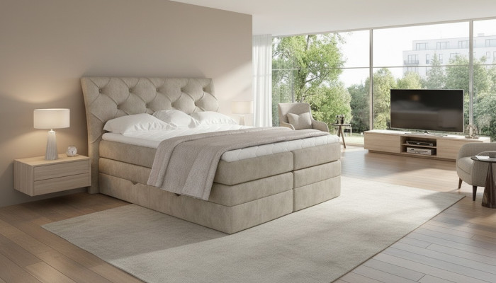 Dormitorio de lujo cama acolchada Chesterfield somier de lujo doble hotel