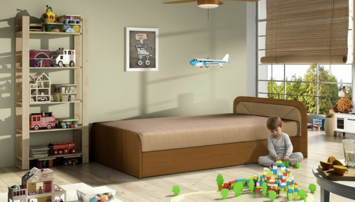 Habitación de niños cama acolchada cama camas madera dormir sofá colchón 80x190cm nuevo
