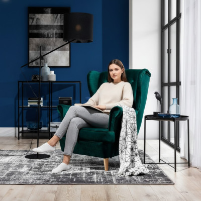 Salón Sillón Orejero Club Muebles de Diseñador Sofá de Televisión Silla de Terciopelo Acolchado Asiento Nuevo