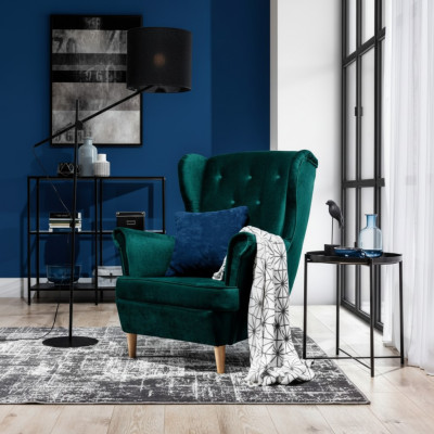 Salón Sillón Orejero Club Muebles de Diseñador Sofá de Televisión Silla de Terciopelo Acolchado Asiento Nuevo