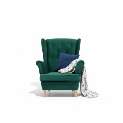 Salón Sillón Orejero Club Muebles de Diseñador Sofá de Televisión Silla de Terciopelo Acolchado Asiento Nuevo
