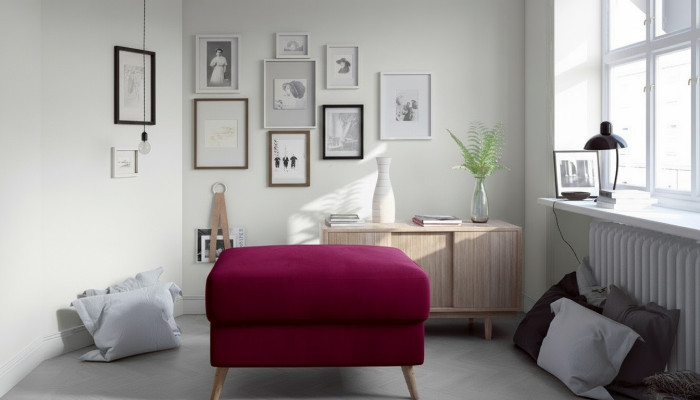 Taburete Pouf Sofá Tapizado Taburete de acompañamiento Reposapiés Otomana Taburete de muebles Rosa