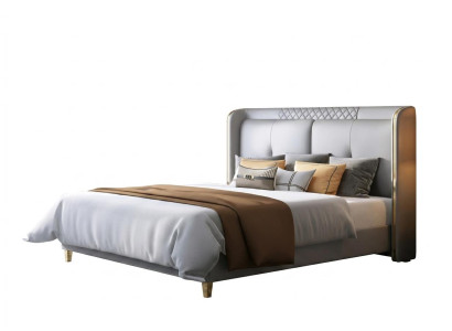 Diseño de cama acolchada de lujo para habitación de hotel doble de lujo.