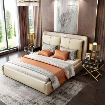 Lujo dormitorio cama doble de diseñador cama 180/200x200 cm cuero metal