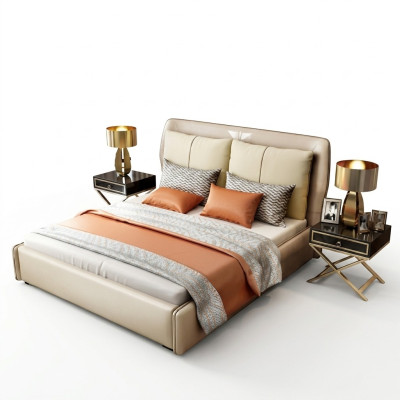 Lujo dormitorio cama doble de diseñador cama 180/200x200 cm cuero metal