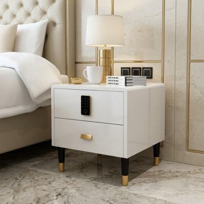 Mesa de noche mueble de noche cómoda mesa auxiliar consola decorativa alto brillo oro
