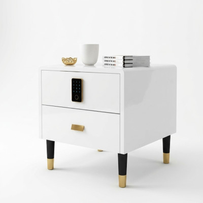 Mesa de noche mueble de noche cómoda mesa auxiliar consola decorativa alto brillo oro