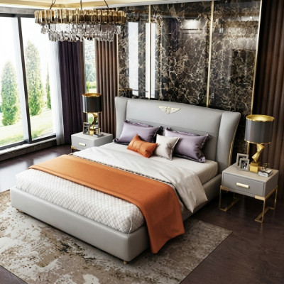 Habitación de lujo, cama doble de diseñador para hotel, 180/200x200cm de cuero.