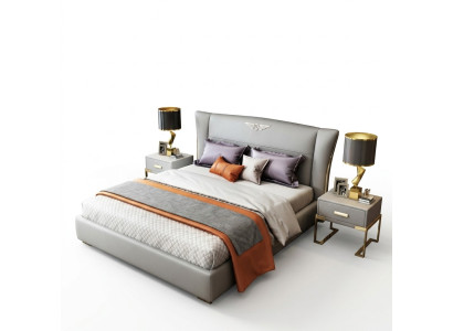 Habitación de lujo, cama doble de diseñador para hotel, 180/200x200cm de cuero.