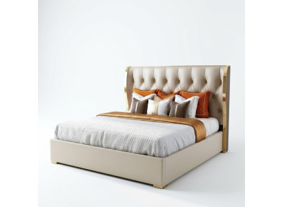 Cama doble de diseñador para hotel de lujo en cuero de 180/200x200 cm.