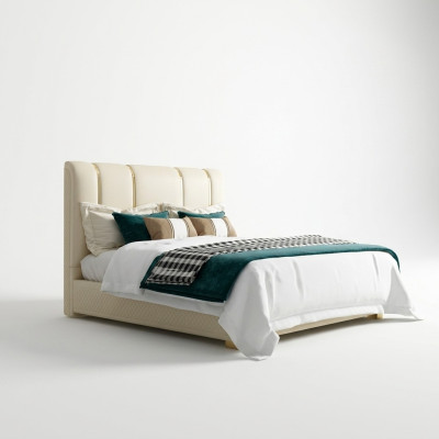 Lujo cama dormitorio Cuero italiano Camas dobles Diseño de metal