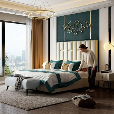 Dormitorio de lujo cama doble cama 150/180x200cm metal nuevo hotel