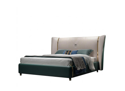 Dormitorio de lujo Cama doble Cama 180/200x200cm Cuero Metal Nuevo