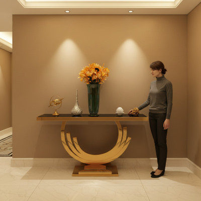 Consola de metal para la pared, aparador decorativo, mesa auxiliar.