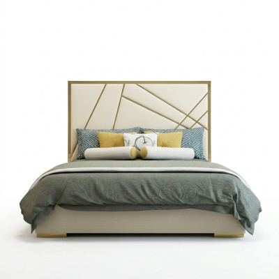 Diseño cama doble cama hotel decoración lujo dormitorio 180/200x200cm cuero.