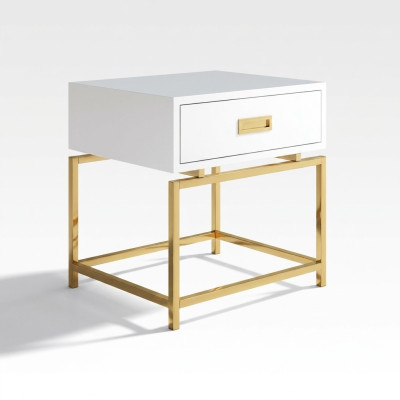 Mesa de noche, mesita de noche, cómoda, decoración, mesa auxiliar, consola, alto brillo, dorado.