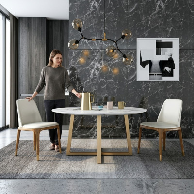 Diseño Mesa Comedor Redonda Metal Mesas Redondas Sala Estar Lujo Oro
