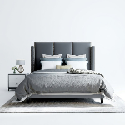 Lujo cama de cuero metal diseño oro camas tapizadas hotel 180x200cm.