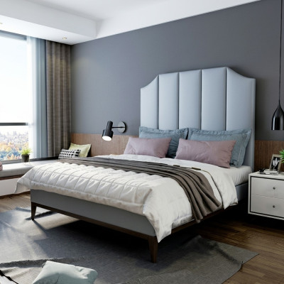 Cama acolchada de diseño de lujo de hotel doble de cuero de 180x200 cm.