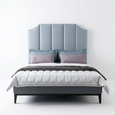Cama acolchada de diseño de lujo de hotel doble de cuero de 180x200 cm.