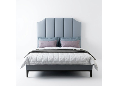 Cama acolchada de diseño de lujo de hotel doble de cuero de 180x200 cm.