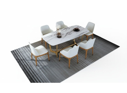 Mesa de comedor de metal de acero inoxidable de diseño de lujo para sala de estar de 160x90cm.