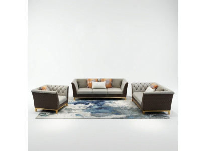 Sofá conjunto completo de almohadones para asientos, 3+2+1 sofás diseño Chesterfield.