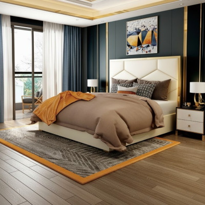 Diseño de lujo de cojines decorativos para camas dobles de hotel con cuero