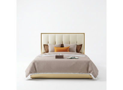 Diseño de lujo de cama de cuero de metal dorado camas acolchadas dormitorio de hotel.