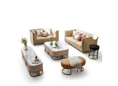 Acero inoxidable Muebles de metal Diseño Sala de estar Sofá Conjunto de tapizado 3+2+1