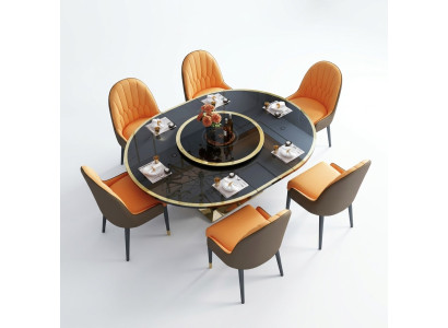 Mesa de comedor ovalada de diseño en vidrio redondo, mesas modernas extensibles.