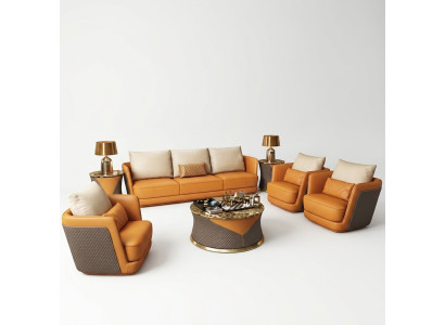 Noble conjunto de sala de estar de lujo, sofá, sofá, tapicería, juego de 4 piezas.