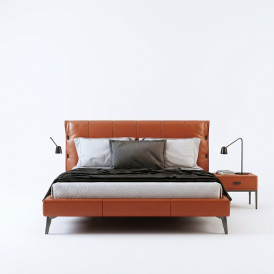 Cama doble Cama matrimonial Cama de diseño de lujo Cama tapizada Cama de diseño textil