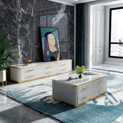 Mueble de televisión Sideboard Lowboard RTV XL, mesa de centro, sala de estar, mármol