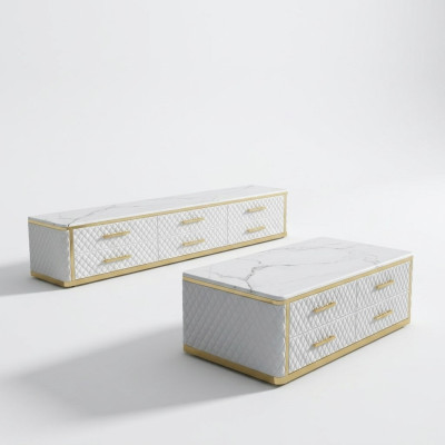 Mueble de televisión Sideboard Lowboard RTV XL, mesa de centro, sala de estar, mármol