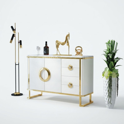Cómoda de diseño noble Sideboard Italiano Cómodas Bajas de Cuero